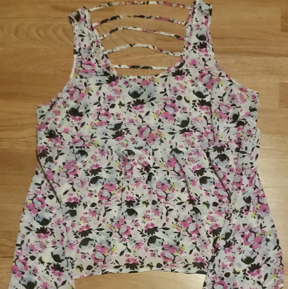 Torrid Floral Semi-Sheer Tank Top